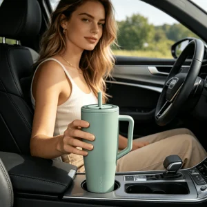 40oz Tumbler with Handle and Straw Leakproof